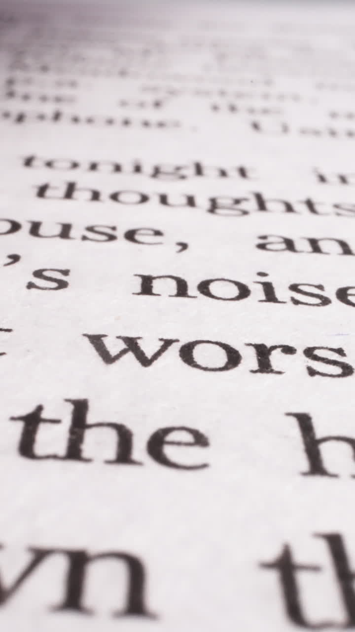 Page of novel book with printed text in light studio extreme closeup. Reading hobby for rest and study. Transmission of information and literature work