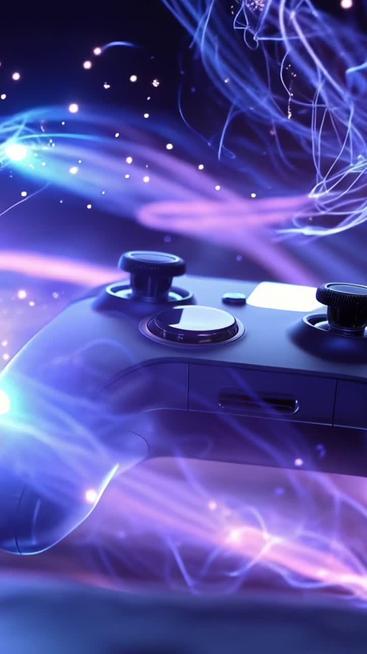 Controller di gioco dinamico con vividi effetti di luce: un viaggio visivo nel mondo del gaming e della tecnologia, con colori mozzafiato e motion capture.