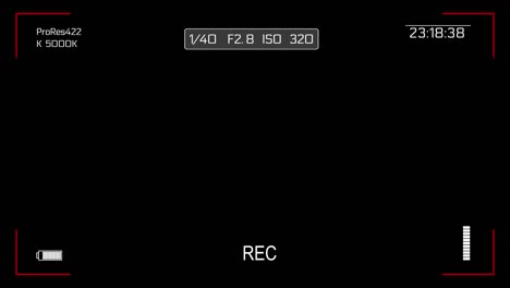4K Camera viewfinder Recording Screen with alpha channel in loop Animation.