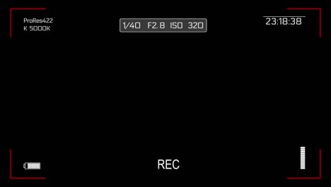 4k camera viewfinder recording screen with alpha channel in loop animation.