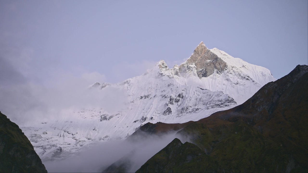Snowcapped Rugged Himalayas Mountains, Snowy Mountains in Rugged Rocky Landscape with Dramatic Himalaya Mountain Scenery of Point Pointed Mountain Top and Summit