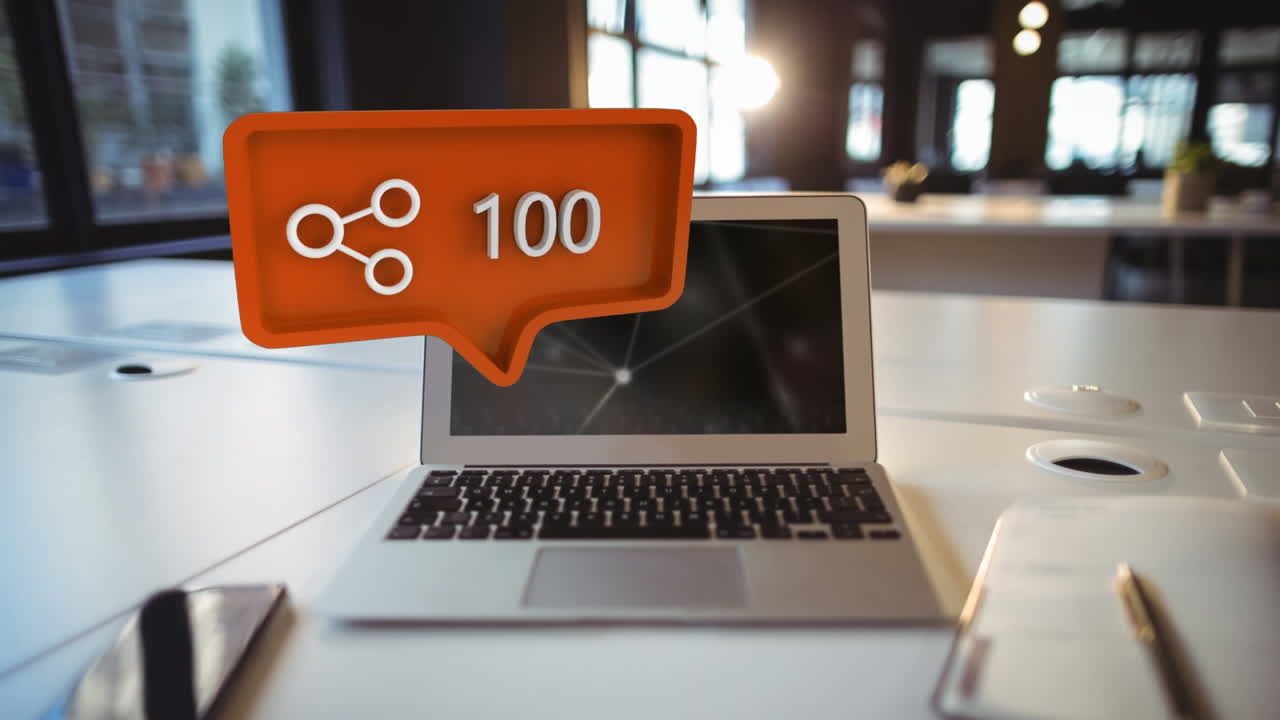 símbolo de búsqueda y números crecientes en computadora portátil, teléfono inteligente y portátil en la mesa