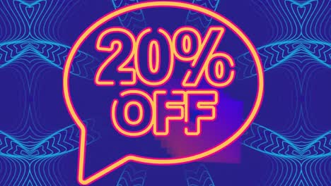 Animation-of-20-percent-off-text-in-thought-bubble-over-symmetrical-geometric-shapes