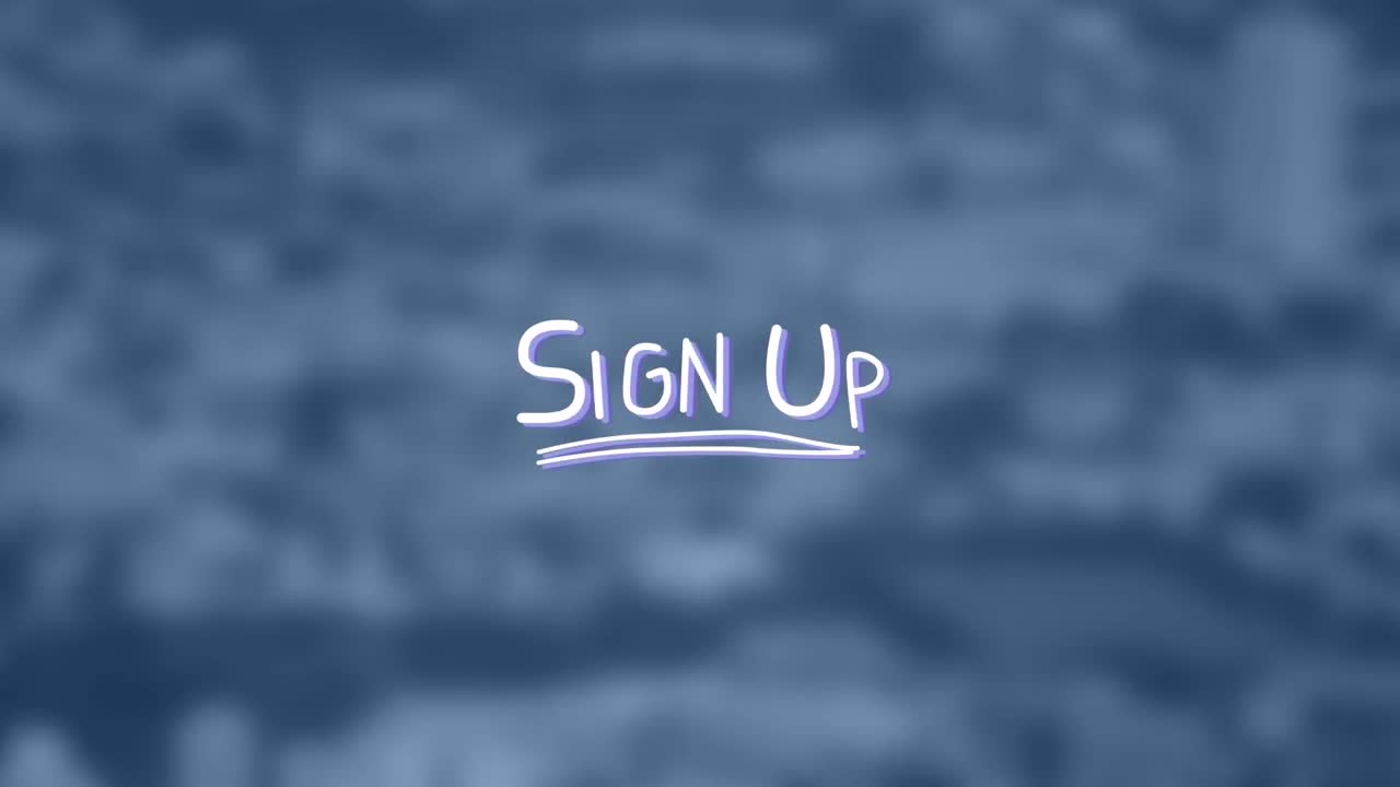 animación del texto de la señal con líneas fuera de foco cityscape