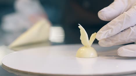 Konditor-In-Handschuhen-Kreiert-Kuchendekorationselement