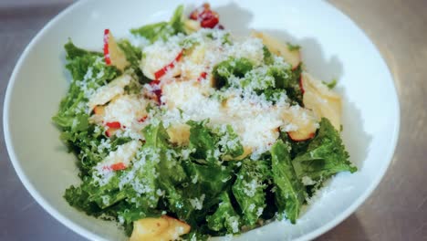 authentic italian food making process in traditional italian restaurant, of an italian apple salad