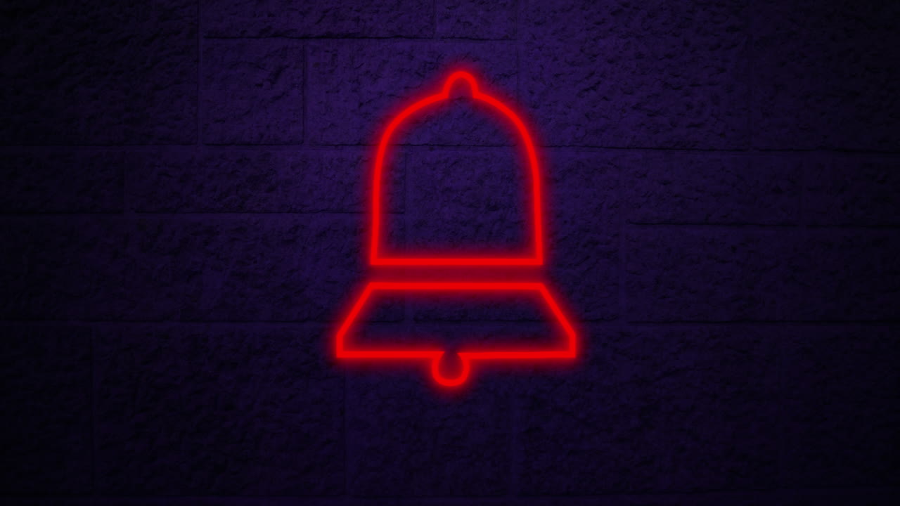 벽돌 벽 4k에 네온 표지판을 내려 놓습니다.