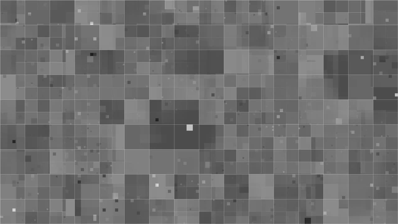 Graustufen-Pixelraster-Hintergrund, digitale Datenblöcke, wiederholbares abstraktes geometrisches monochromes Muster als Hintergrund