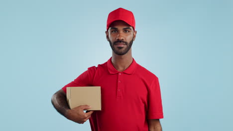 Happy-man,-box-and-delivery-in-transport-service