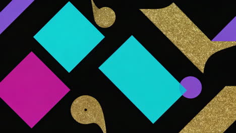 abstract geometric shapes with glitter on black background