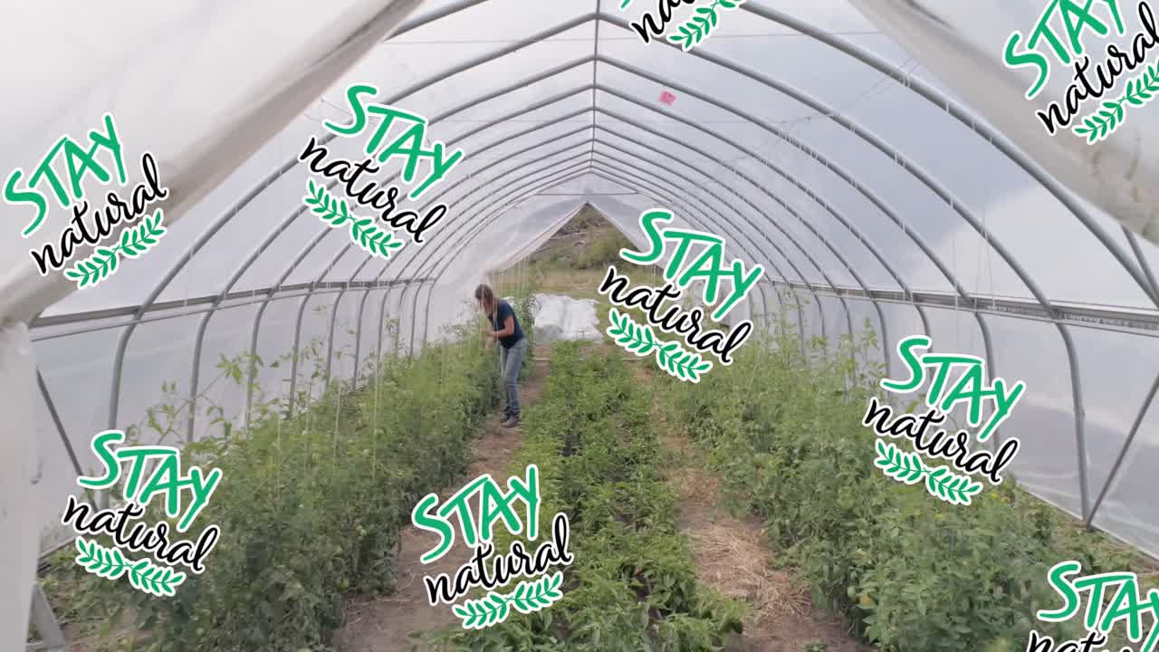 코카시안 여성 정원 가꾸기에서 자연 텍스트를 유지하는 애니메이션