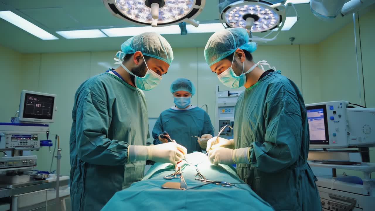 Surgical Team Performing an Operation in a Sterile Environment