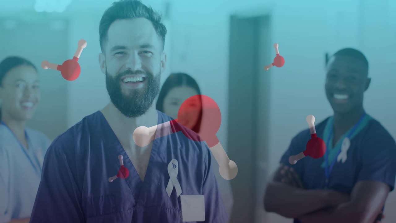 la animación de las moléculas sobre diversos médicos