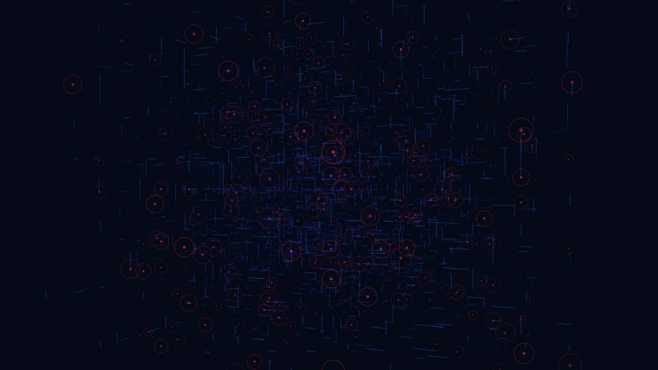 Geometric pattern with interconnected circles in a grid formation with lines passing through each circle, forming an intricate network design