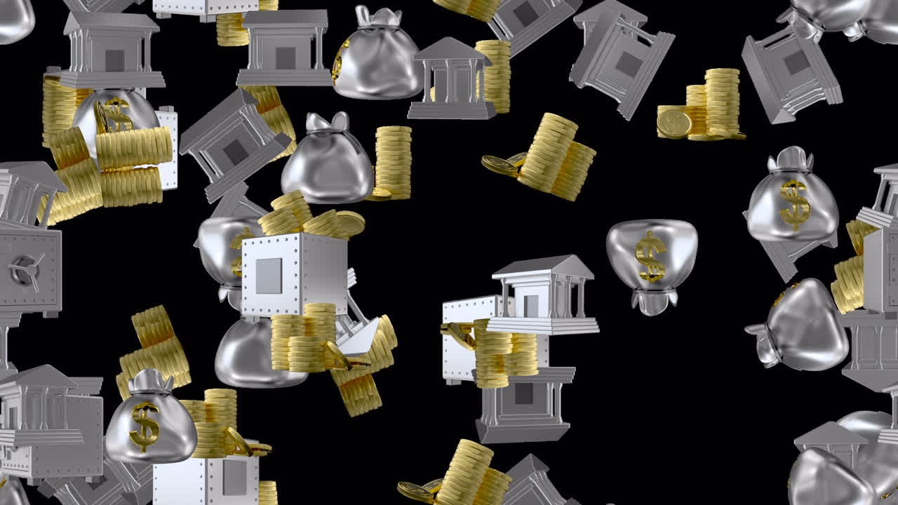 알파와 함께 회전하는 금융 아이콘 루프 타일