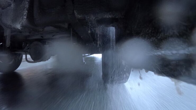 Back Axle Of Large Delivery Van On Irish Roads - Close Up, Timelapse