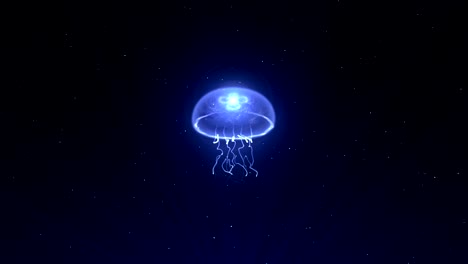 jellyfish illuminated with color light in the underwater, cg animation, loop