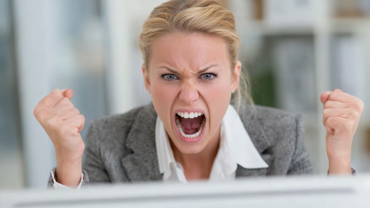 Intense Emotional Outburst: A Frustrated Professional Expressing Anger and Discontent while Interacting with a Computer Screen