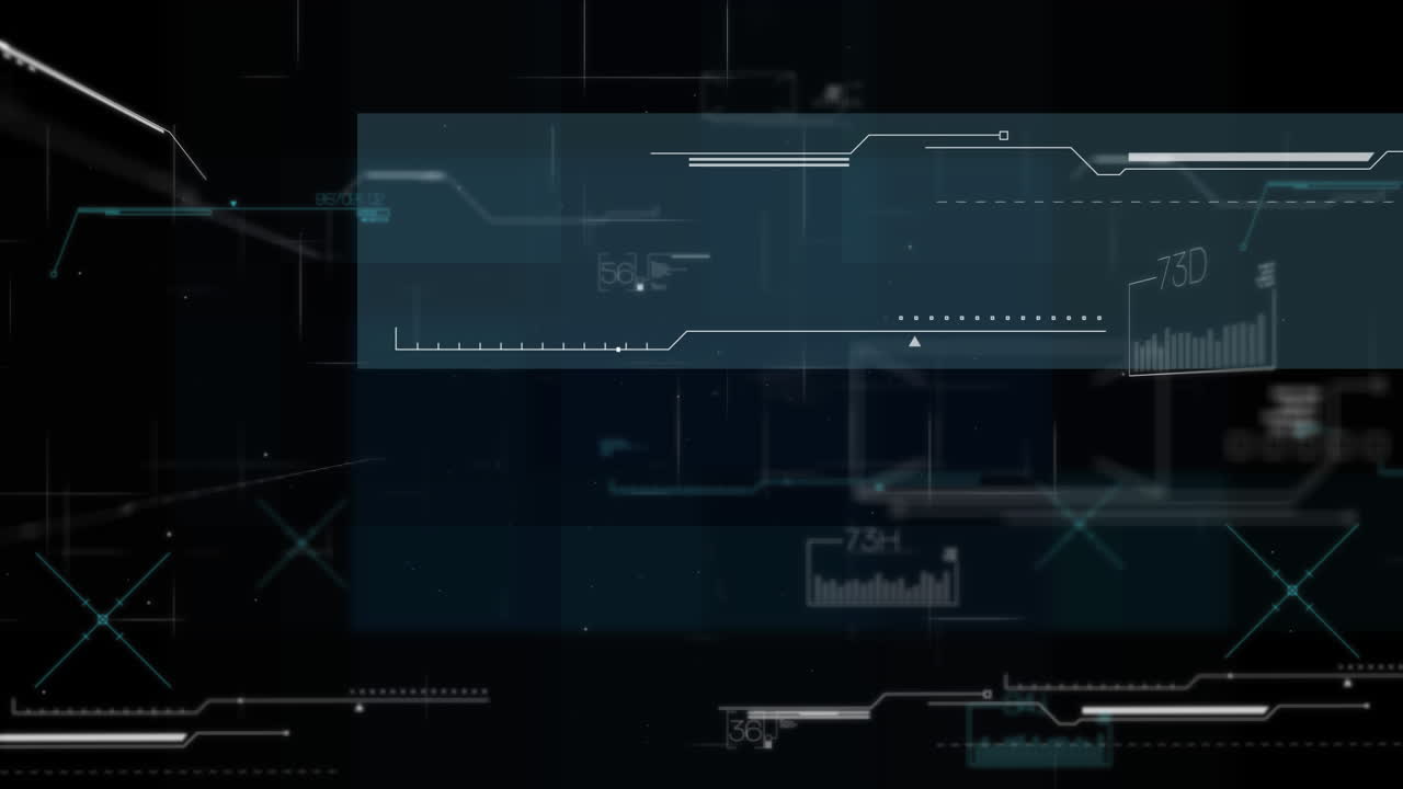 Animation of data processing on black background