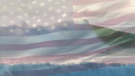 Digital-composition-of-waving-us-flag-against-waves-in-the-sea