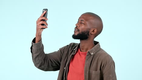 Phone,-problem-and-black-man-in-studio