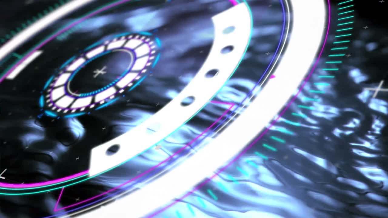 animación del escaneo del alcance y el procesamiento de datos sobre el líquido azul