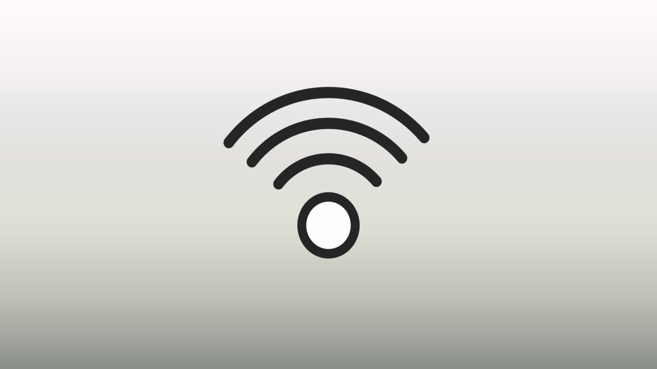 animación del icono wifi contra el espacio de copia en fondo de gradiente gris