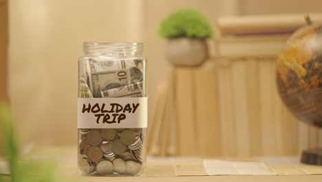 person saving money for holiday trip