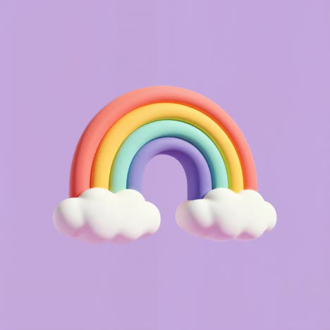 cute 3d pastel rainbow with clouds