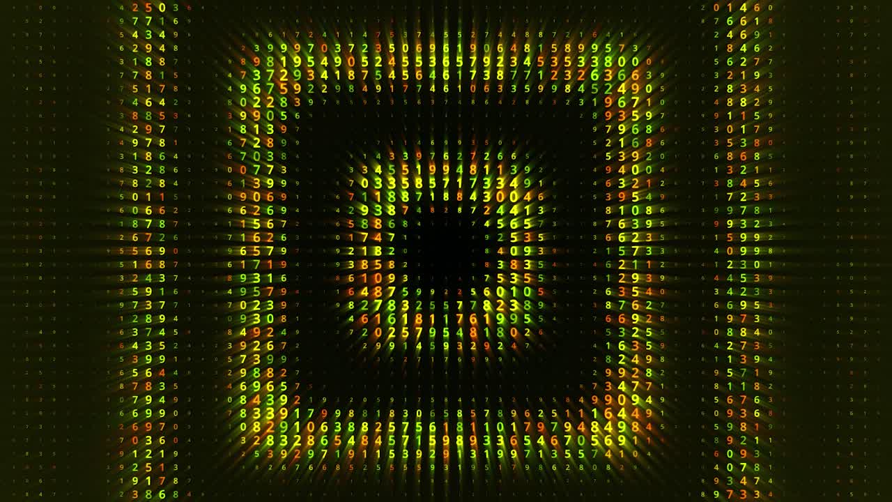 arte digital abstracto con números y patrones radiales