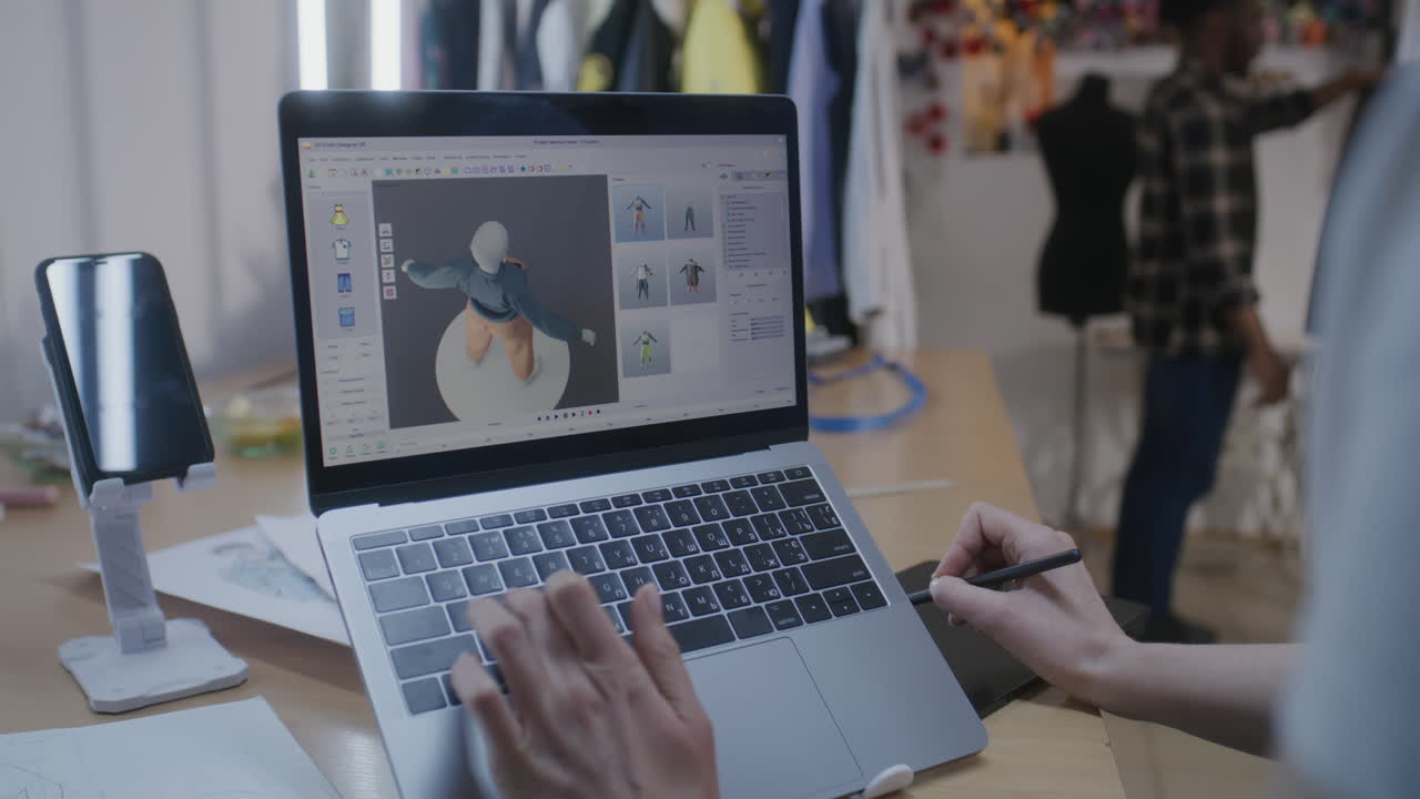 Fashion Designer Using Digital Design Software | Premium Stock Video ...