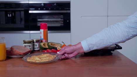 mouthwatering pancakes presented on countertop, sideways pan