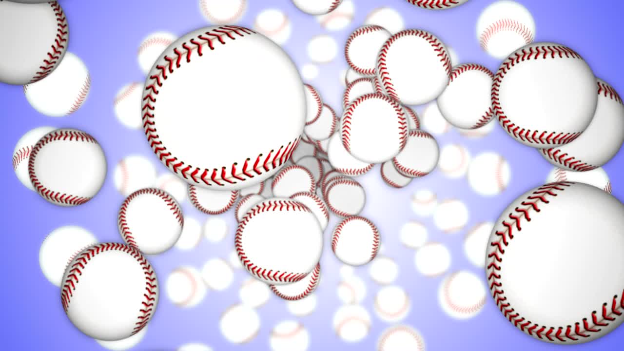 떨어지는 야구 공 애니메이션 배경, 렌더링, 알파 채널, 루프