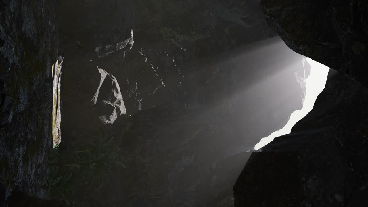 luz del sol dentro de una cueva misteriosa