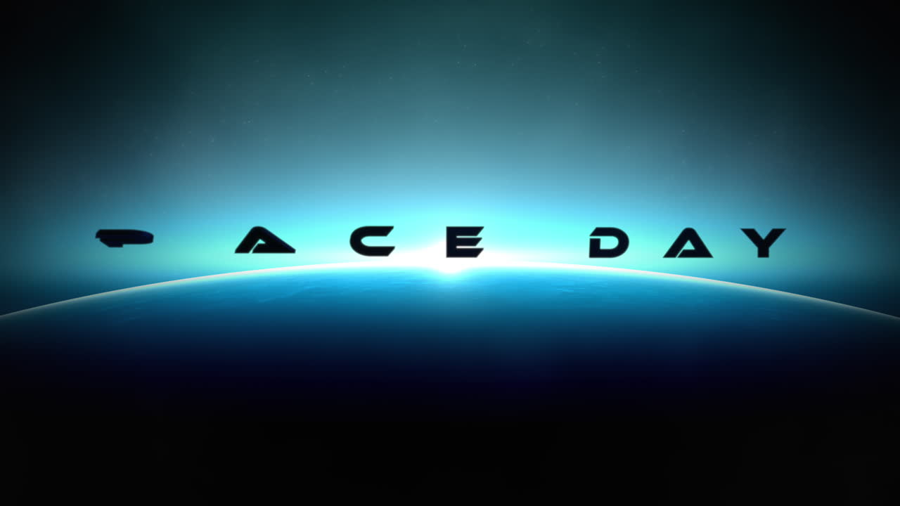 Space Day with planet and blue light of star in galaxy