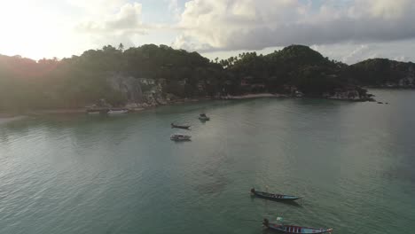 beautiful aerial view of tropical island with boats
