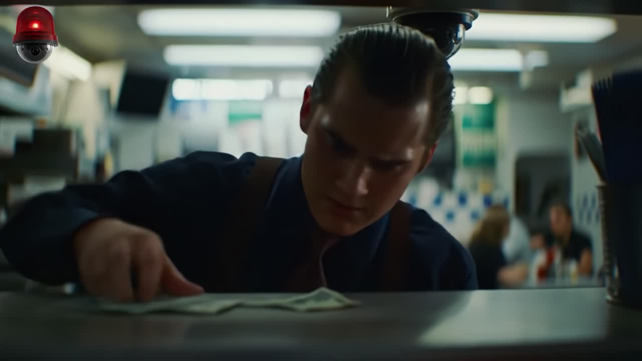 A worker diligently crafts an order at a bustling diner during a late-night shift. Customers chat and enjoy their meals while the atmosphere buzzes with activity and energy.