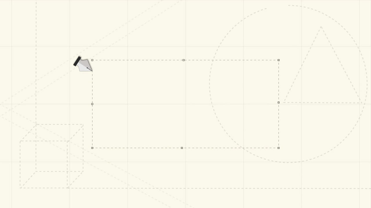 Digitally generated video of pen nib drawing rectangle