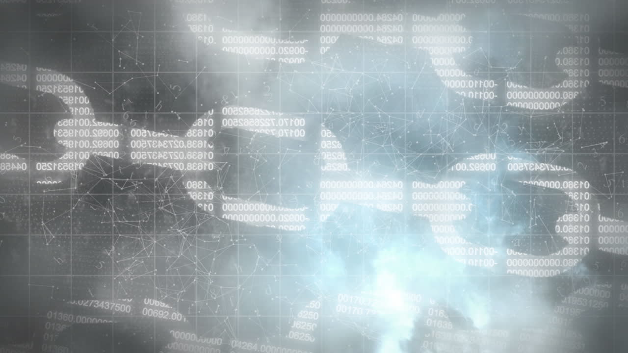 animación de cadenas de bloques sobre un fondo gris con destellos