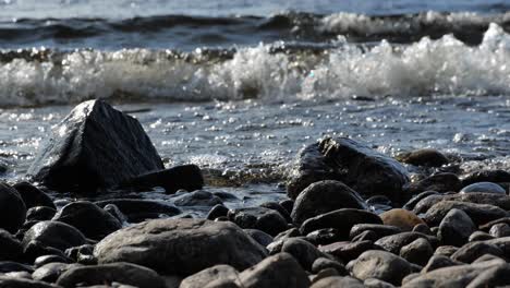 waves crashing against a rocky shoreline