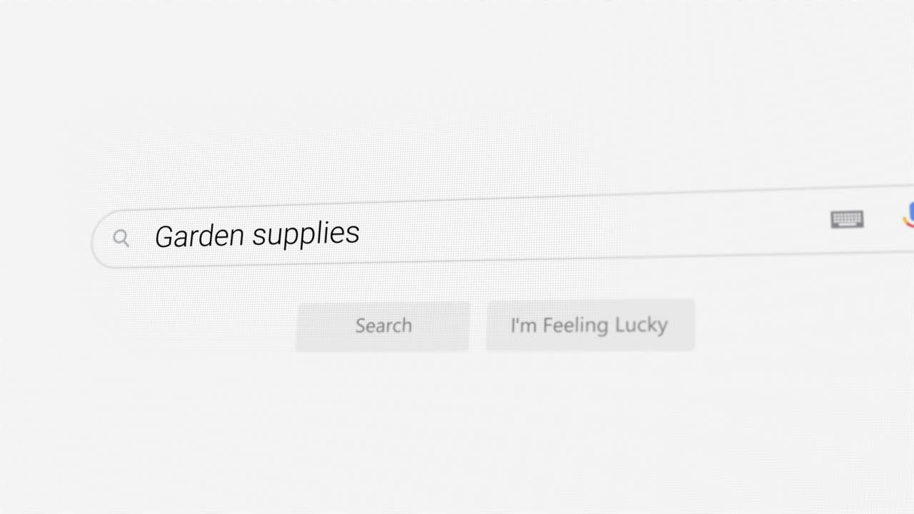 Searching for Garden supplies on Internet browser