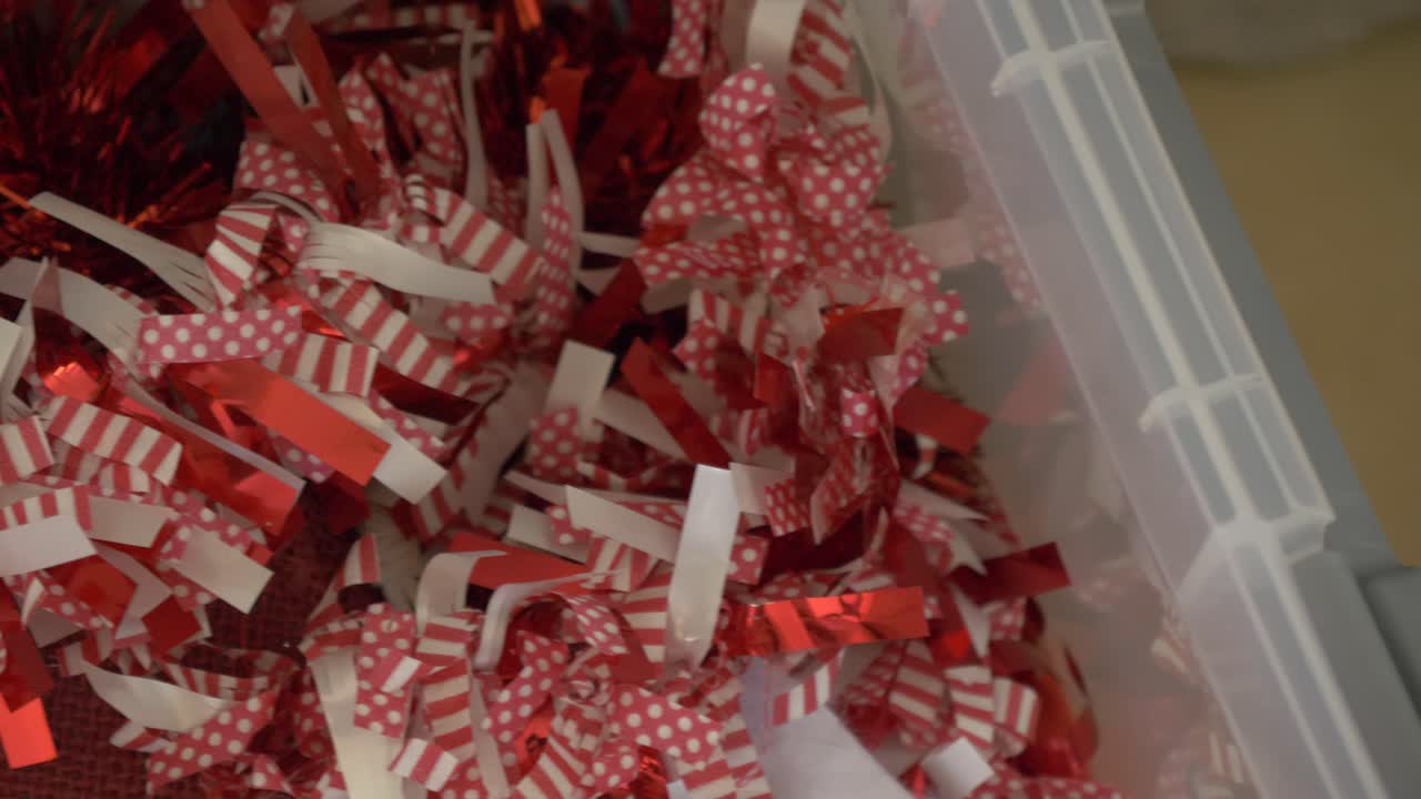 panning over red and white christmas decorations