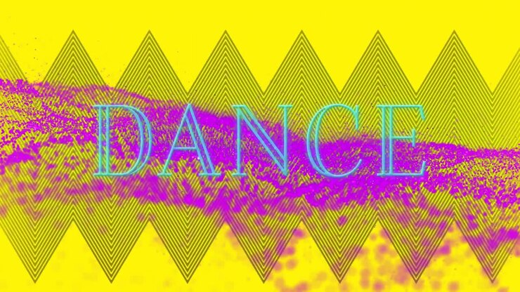 Animazione di testo "dance" su forme