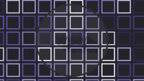 animación del texto wow sobre cuadrados sobre fondo negro