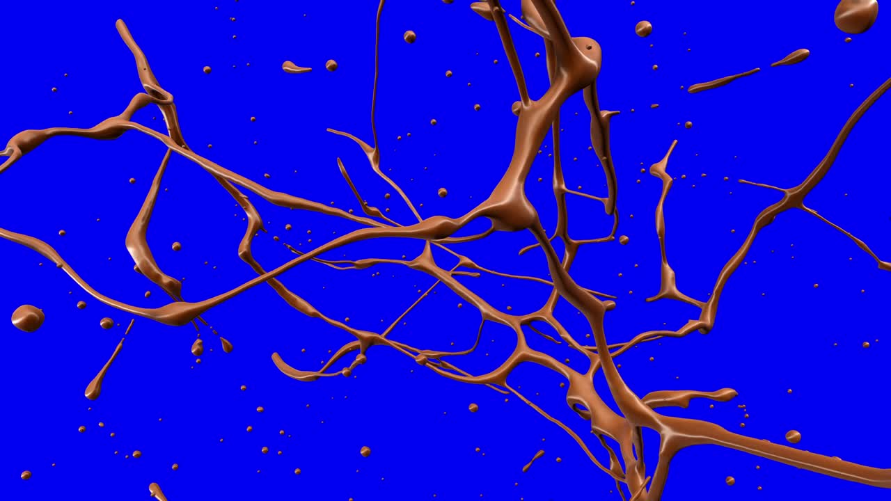 매트 알파 채널 마스크에서 액체 초콜릿을 폭발시키는 느린 동작 4k