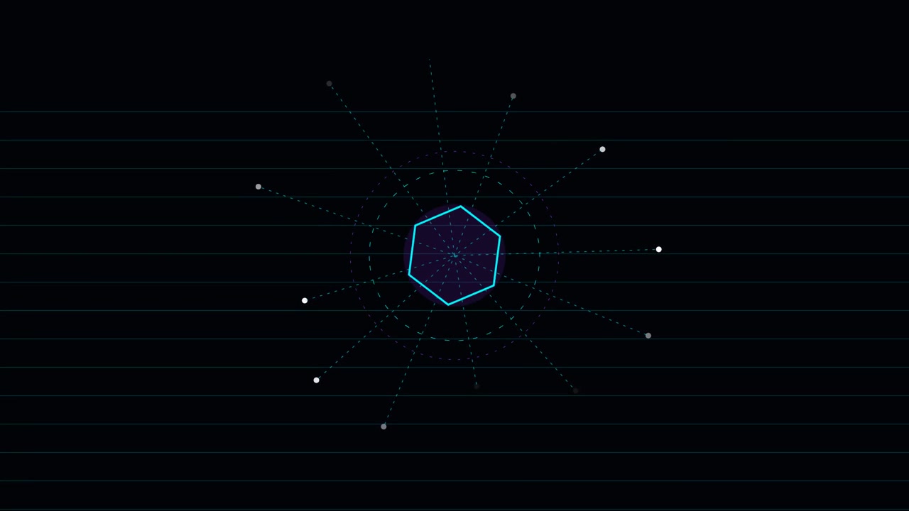 Abstract Digital Hexagon Interface with Pulsing Data Nodes