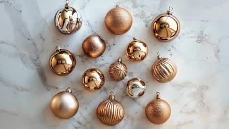 christmas ornaments on marble background