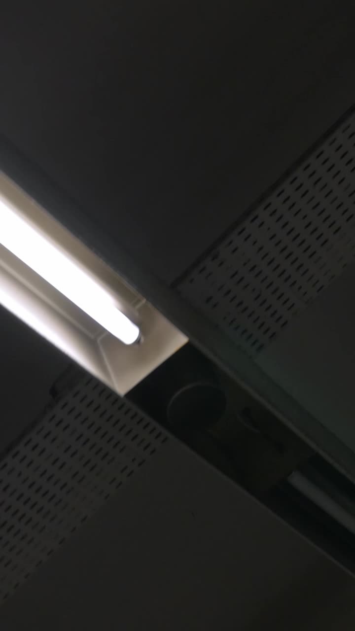 Modern Industrial Ceiling with Fluorescent and LED Lighting