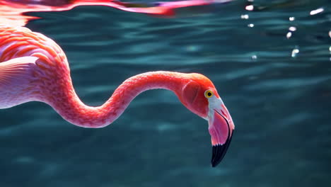 pink flamingo underwater