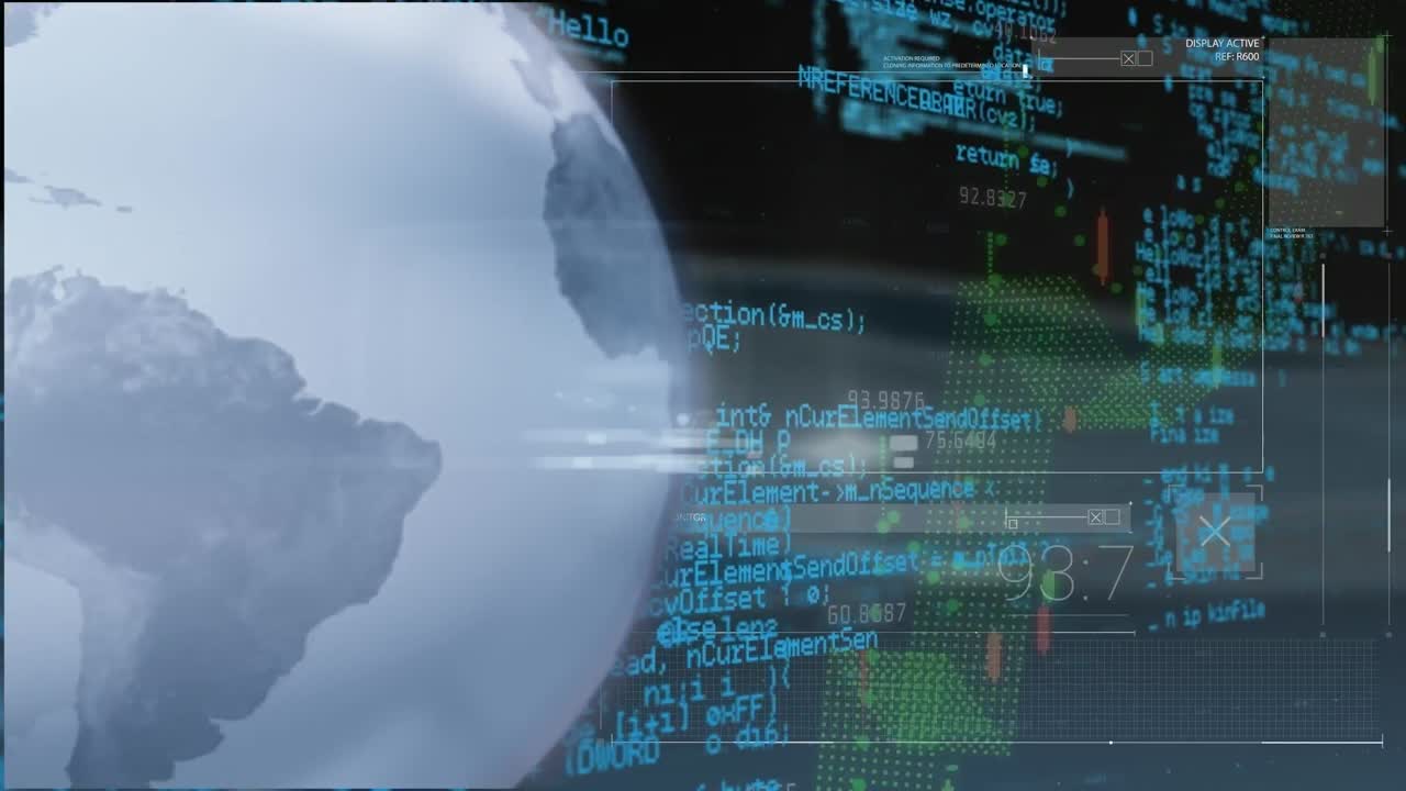 Animation of statistics and data processing over globe